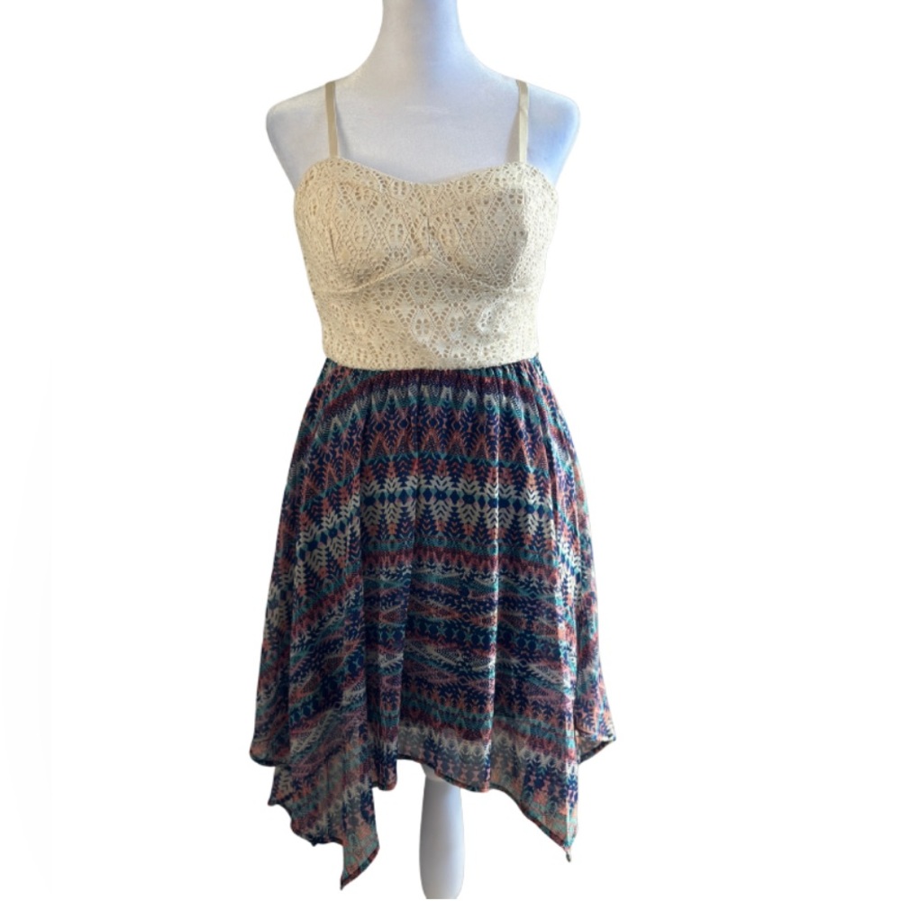 Lily Rose Lace Bodice Handkerchief Hem Dress